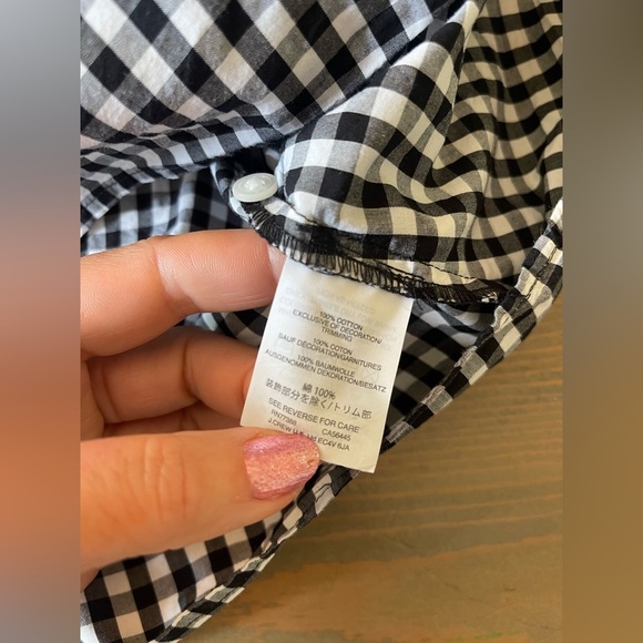 Madewell Black and White Gingham Top with Multicolor Accents Size Medium - Picture 9 of 11